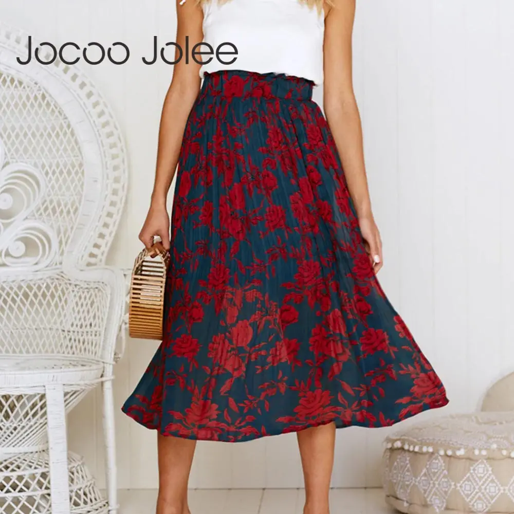 Jocoo Jolee Женская Повседневная Длинная юбка с высокой талией Корейская