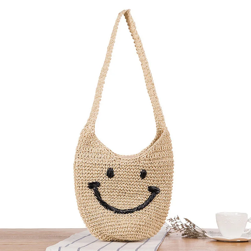 Женская сумка мешок с бантом Smile Face повседневная Летняя Пляжная Сумка тоут через