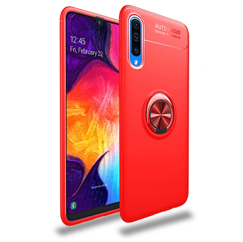 Роскошный противоударный чехол для samsung Galaxy A50 A30 чехол s магнитное кольцо-кронштейн мягкий матовый чехол для samsung A30 A50 чехол для телефона - Цвет: Red