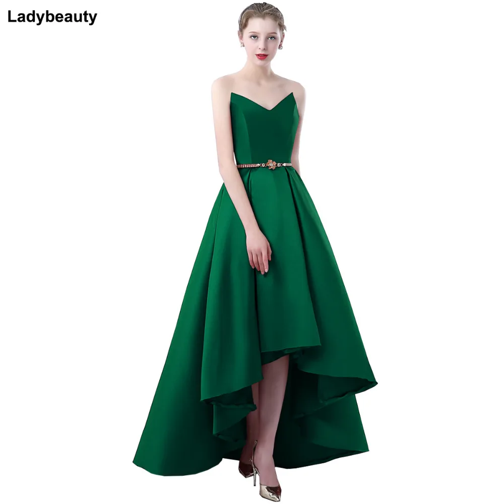 Ladybeauty атласное платье для вечеринки, выпускного вечера, официальное короткое вечернее платье, милое платье с высоким и низким вырезом, простое стильное платье