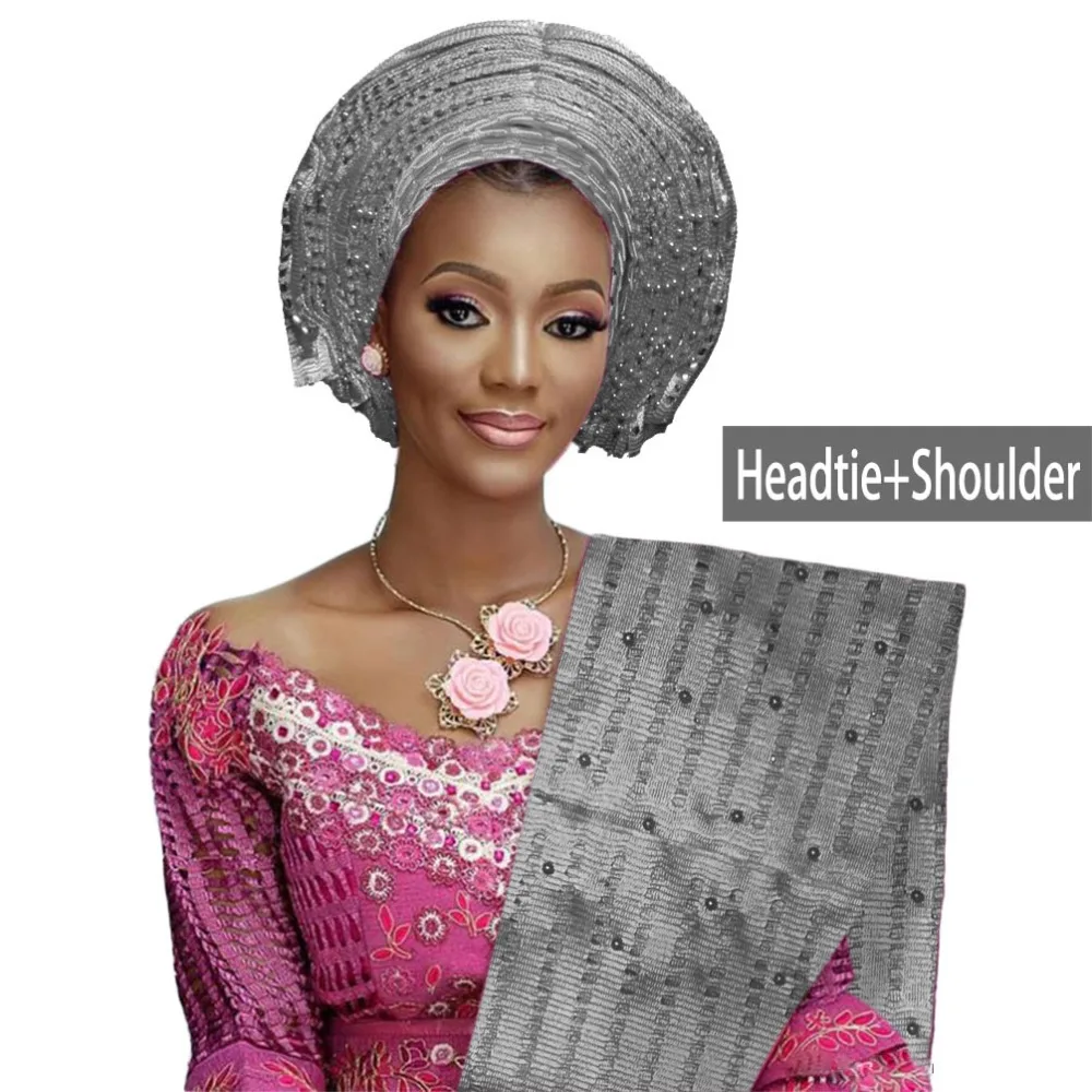 Головной убор для вечерние Авто gele головной женщин Африканский aso oke из бисера с