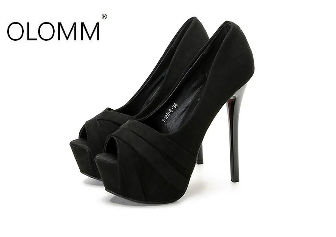 

Sexy 14cm Heels Platform Pumps Women Flock High Heels Wedding Shoes Woman Peep Toe Thin High Heels Ladies Shoes Pumps Stiletto