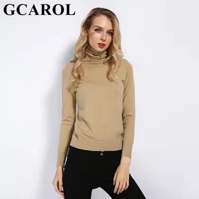 Camel GCAROL, новинка, женский свитер из 30% шерсти, водолазка, Осень-зима, джемпер, вязаный, базовый пуловер, Одноцветный, OL, Женский вязаный Топ - Цвет: Camel