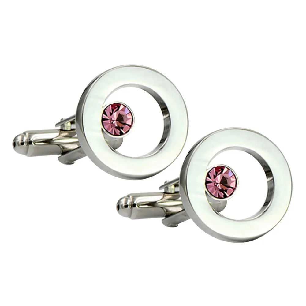 Cuff links men shirt women blouse crystal border white steel cufflinks men's business wedding party gift | Украшения и