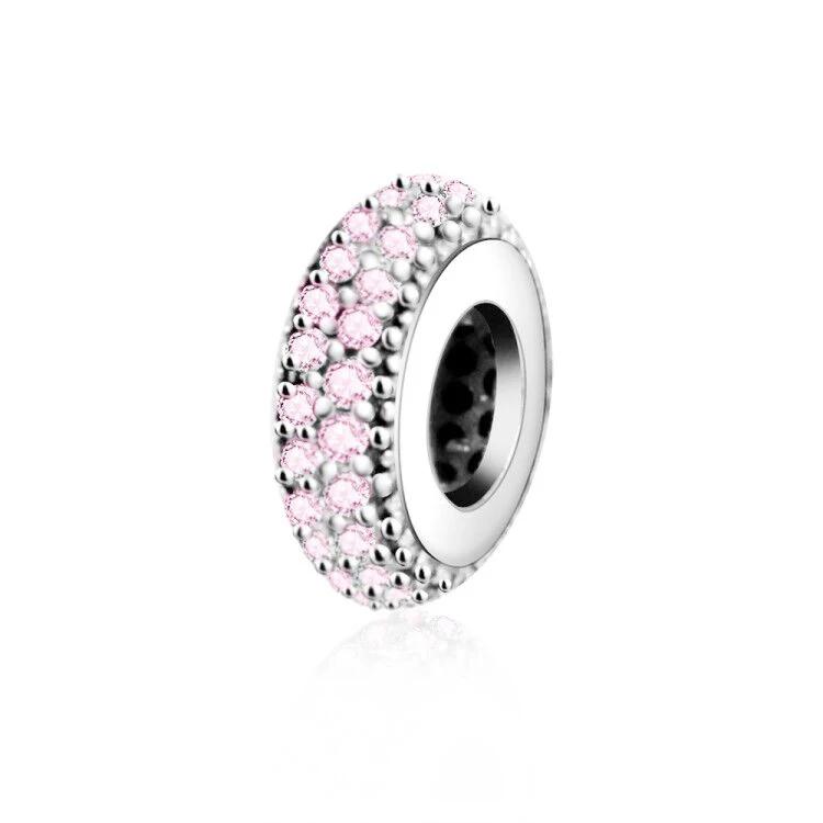 Pink 6 стилей, сделай сам, подходят к оригинальному браслету Pandora, амулеты для изготовления ювелирных изделий, подлинные 925 серебряные бусины, Вдохновляющие подвески с фианитами - Цвет: Pink