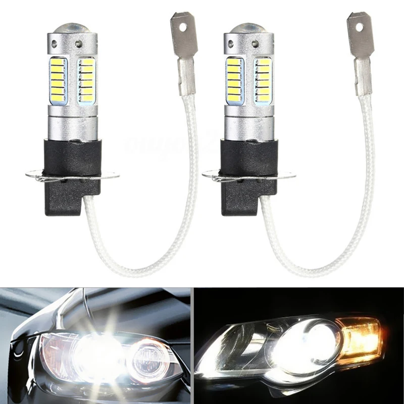 

JX-LCLYL 2pcs H3 4014 30LED High Power Car Fog Light DRL Lamp Bulb 6500K White