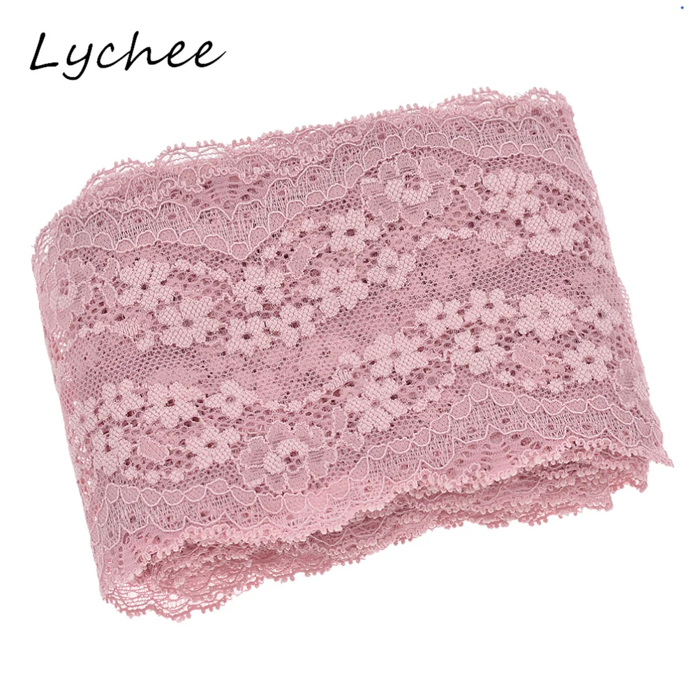 Lychee 5 ярдов полиэстер волокно цветочный вышитый кружевной отделкой мягкая