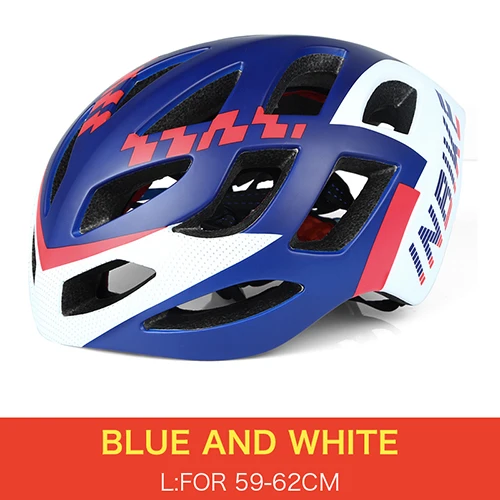 Blue and White INBIKE велосипедный шлем цельный литой шлем защитные велосипедные аксессуары легкие 255 г мужской шлем для горного велосипеда - Цвет: Blue and White