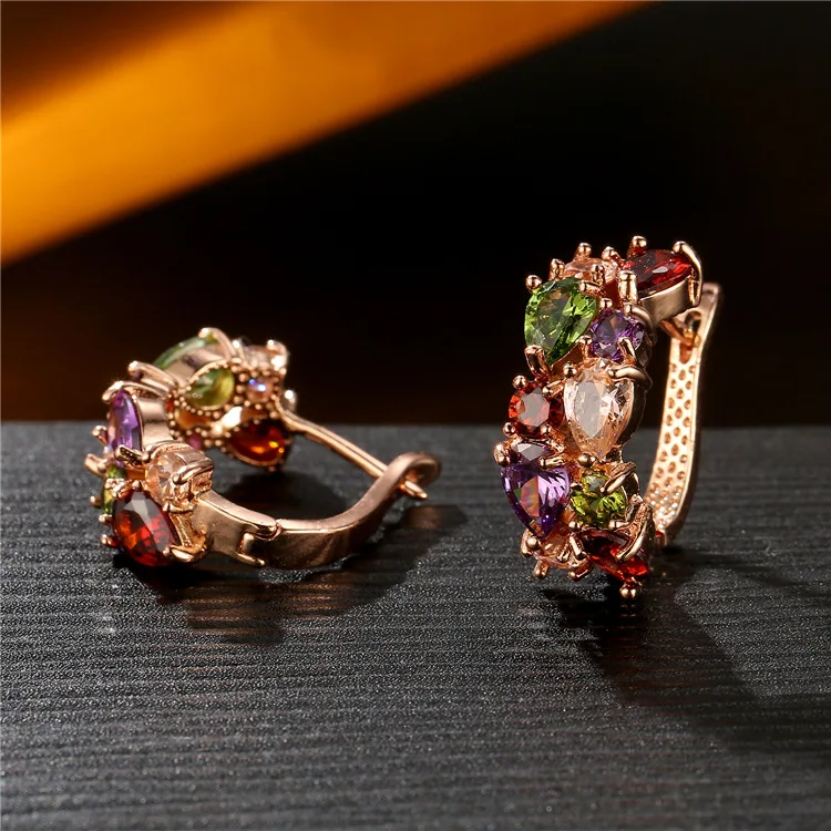 Серьги из розового золота с кристаллами от Swarovski свадебные серьги подвеской в