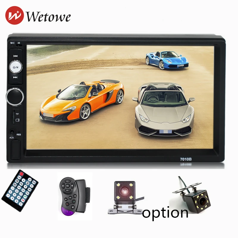 Ветоу 2Din 7010B 7-дюймовый автомобильный мультимедийный плеер Stereo Bluetooth Radio audio Touch Screen авторадио с задним видом рулевого колеса.