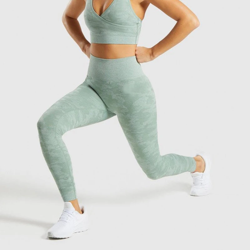 2019 Gym Tights Tummy Control Yoga Pants High Waist Sport Camo Seamless Leggings Purple Running Women | Спорт и развлечения