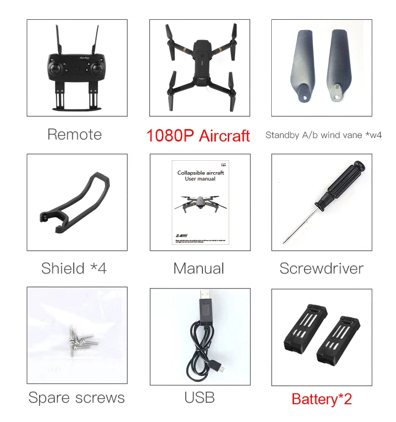 1080 2 battery Eachine E58 True 1080P wifi FPV с широкоугольной HD камерой Режим высокой фиксации Складная рукоятка RC обновленный любительский Квадрокоптер RTF VS M69 - Цвет: 1080 2 battery