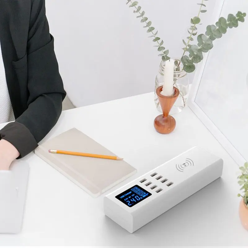 QI Беспроводное зарядное устройство Quick Charge 3 0 Смарт USB концентратор светодиодный