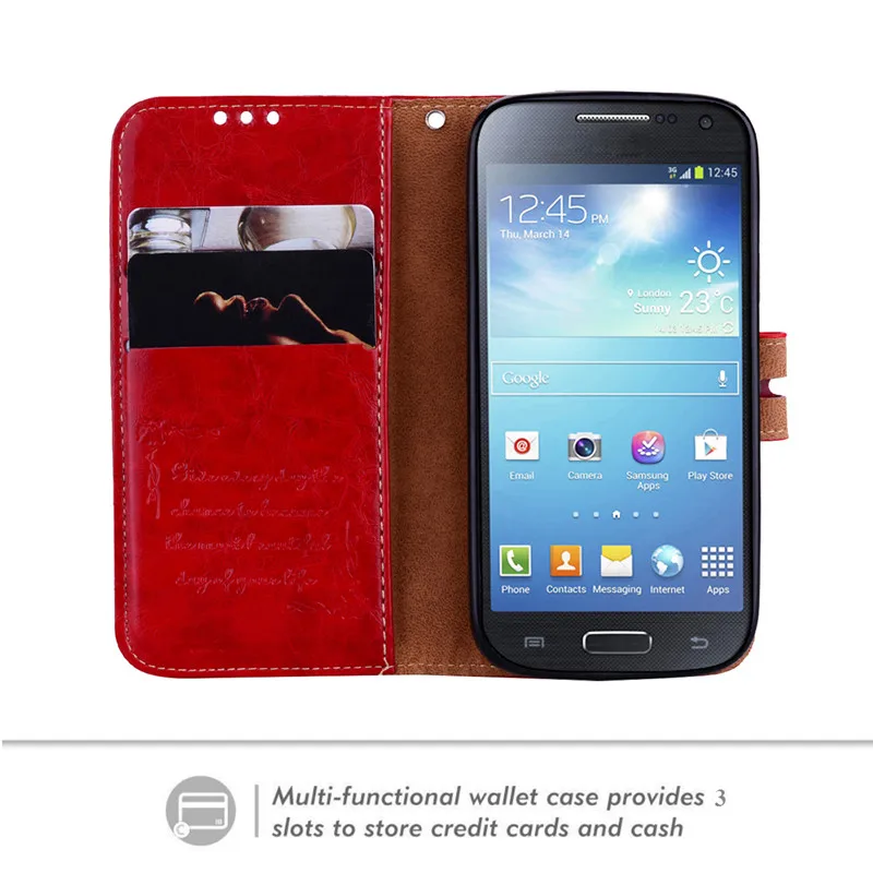 Кожаный чехол книжка с бумажником для Samsung Galaxy S4 i9500 Mini i9190 чехлы телефонов GT i9192