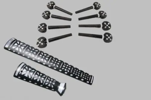 

Nice ebony mosaic violin fingerboard+tailpiece and 8pcs peg