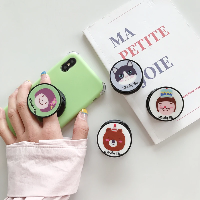 Popular Cute Cartoon Anti-Fall Mobile Phone Fold Holder Desk Stand Grip Mount Gadget Socket for iPhone Samsung Xiaomi Huawei LG |