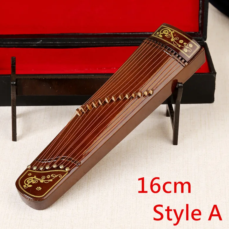 16cm-Stye A Миниатюрная модель guzheng Реплика с подставкой и чехол Мини-зитер мини музыкальный инструмент украшения китайские традиционные подарки - Цвет: 16cm-Stye A