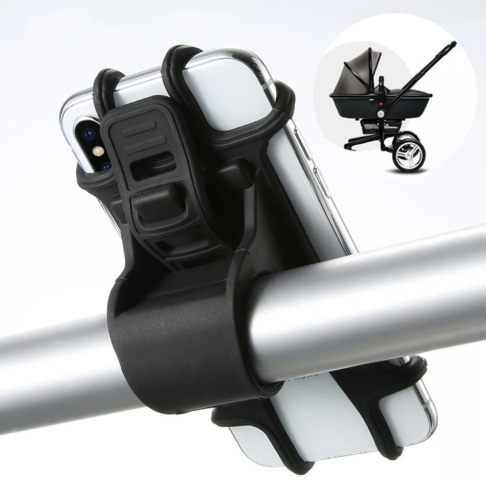 

Stroller Bike Phone Holder Silicone Adjustable Pull Button Anti-shock Phone Holder Mount Bracket Fork Baby Stroller Accessories