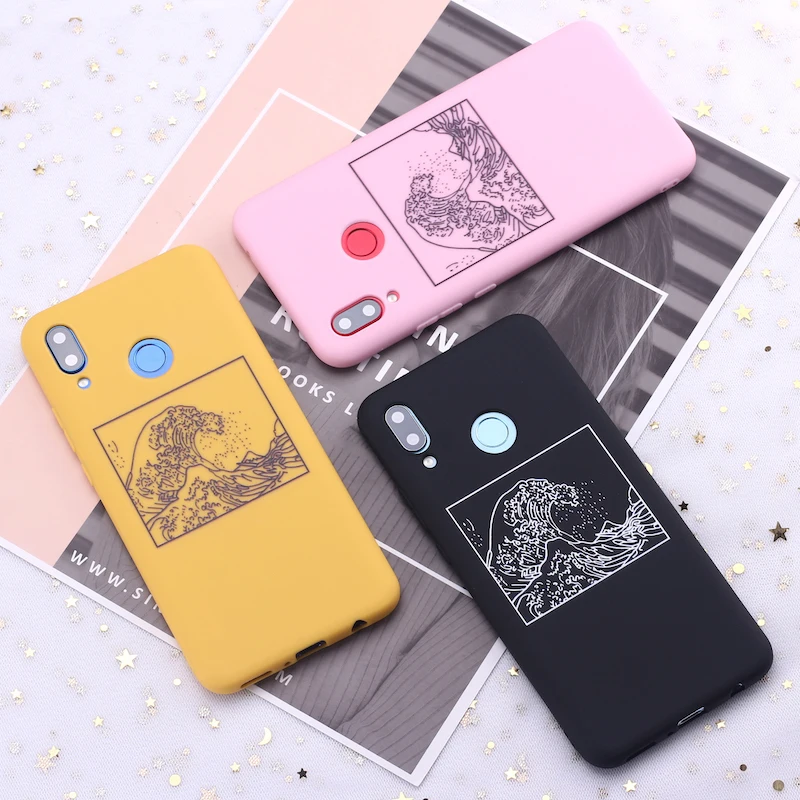 Силиконовый чехол для телефона Samsung S8 S9 S10 S10e S20 Plus Note 8 9 The Great Wave off Kanagawa карамельные