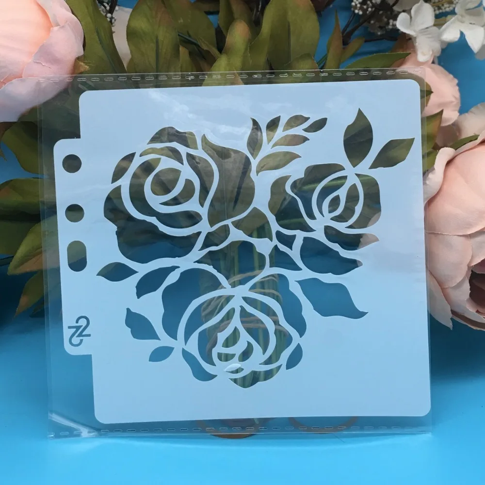 

13 см 5,1 "Цветок розы 3 DIY трафареты для наслоения настенная живопись раскраска для скрапбукинга рельефная декоративная альбомная бумага шабл...