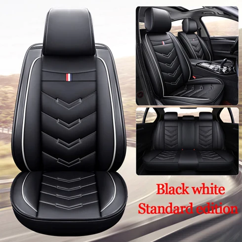 black white-S Роскошные Чехлы для автомобильных сидений из искусственной кожи для Toyota Corolla Camry Rav4 Auris Prius Yalis Avensis SUV автомобильные аксессуары для интерьера - Название цвета: black white-S
