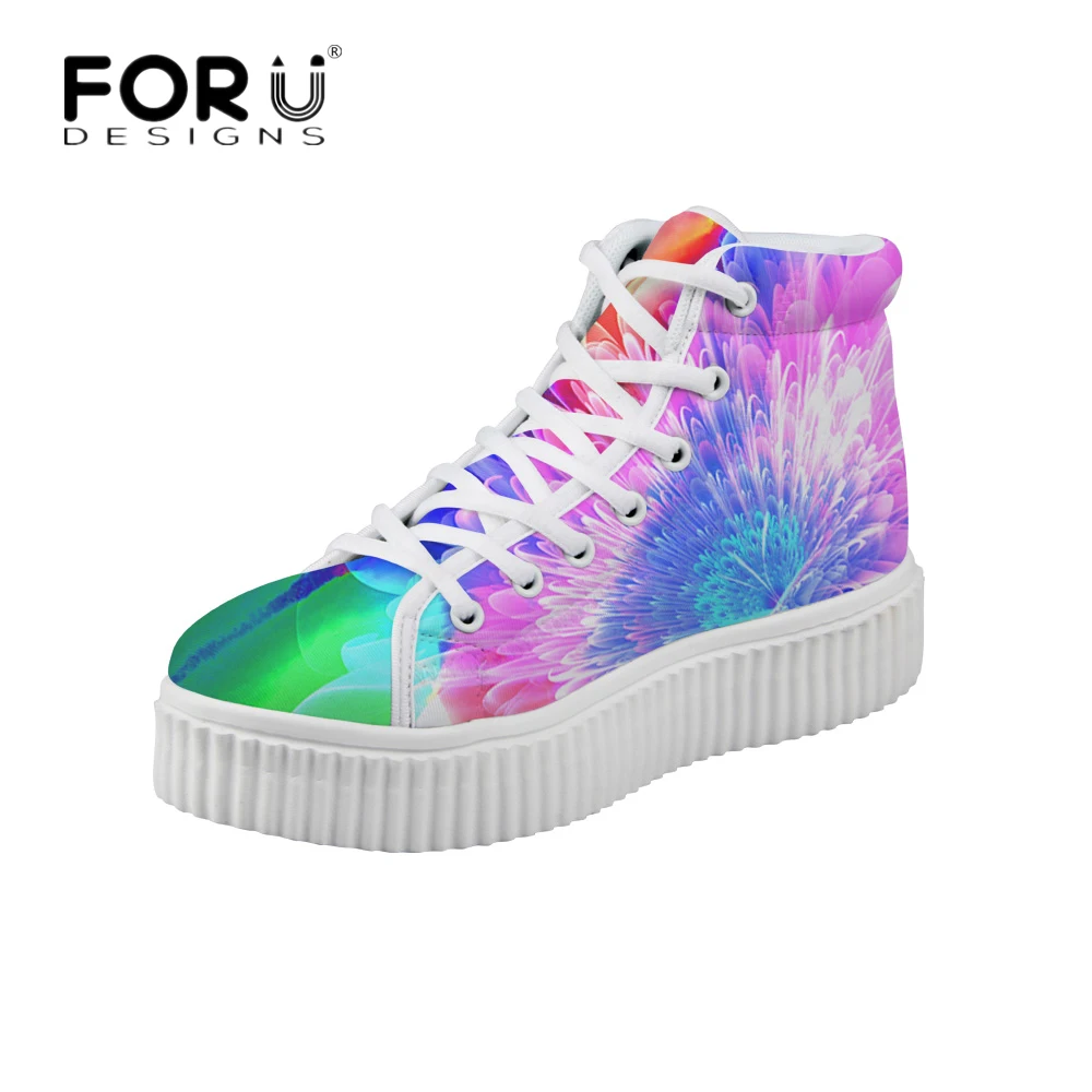 FORUDESIGNS/обувь на плоской подошве визуально увеличивающая рост с 3D рисунком 2017 г.