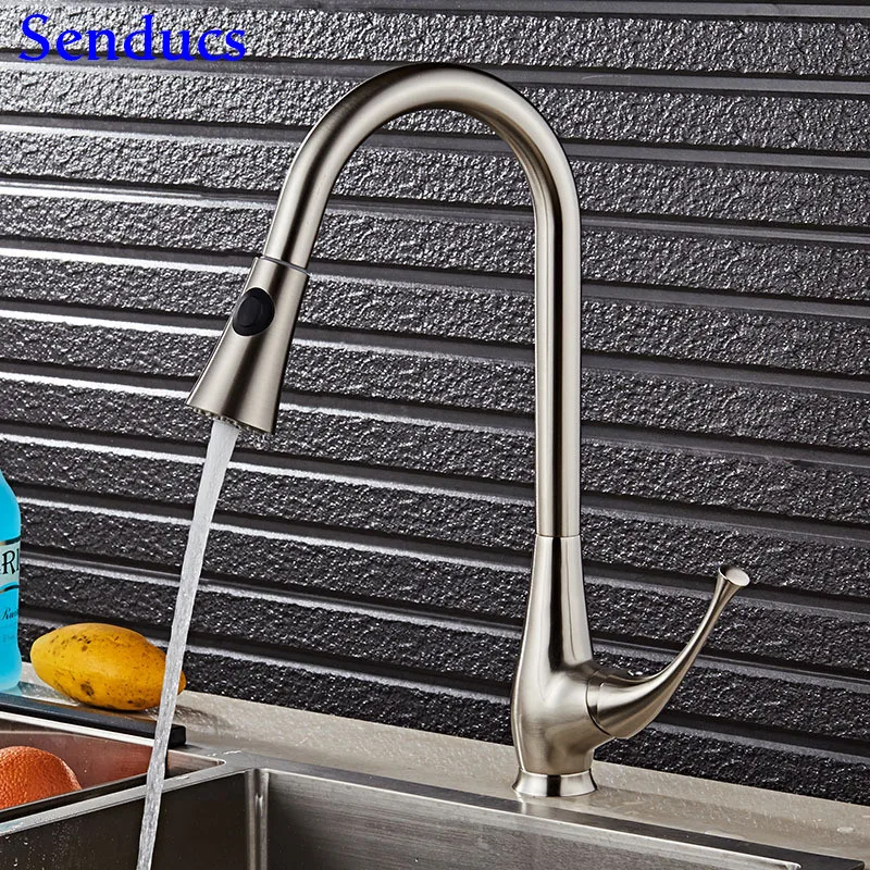 Senducs матовый выдвижной кухонный кран качественный латунный для раковины модный