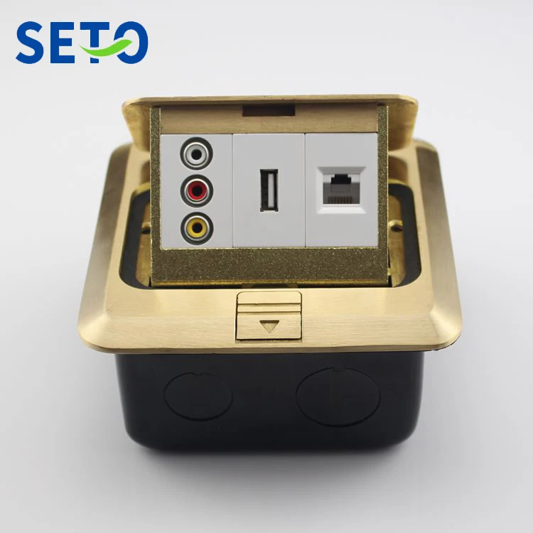 Напольная аудиорозетка SeTo выдвижного типа RCA AV + USB-разъем Сетевая розетка RJ45 Cat5e