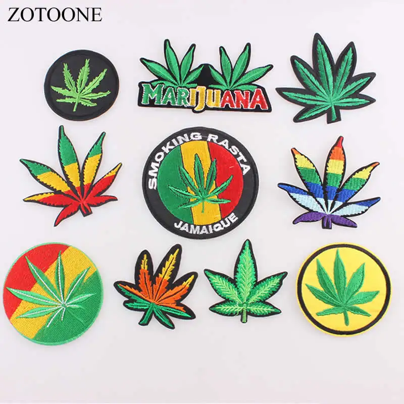 ZOTOONE 10pcs Mixed Leaves Letter Patch Iron On Kids Cheap Embroidered Patches For Clothing Green Tree Leaf Badges A - купить по