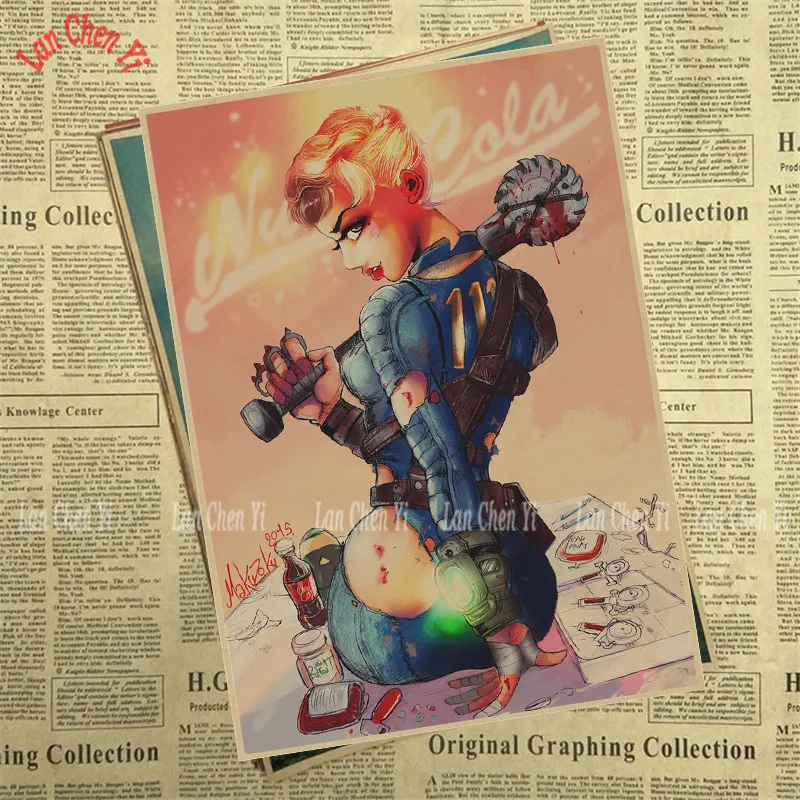 Fallout Классическая серия ностальгическая матовая крафт-бумага плакат офисный подарок столовая домашний Декор стикер дизайн - Цвет: Оранжевый