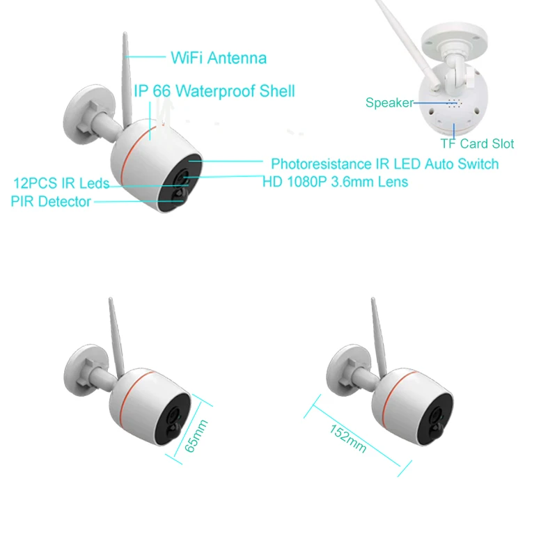 INTENERGIC 1080P FHD маленький Беспроводной видеонаблюдение Системы Wi Fi 2 шт. 2MP IP Камера