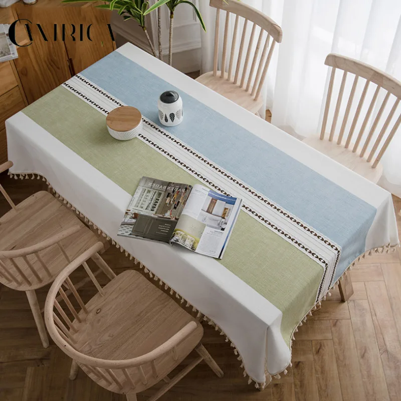 CANIRICA покрытие стола уникальная полоса дизайн кисточкой кулон tafelkleed живая