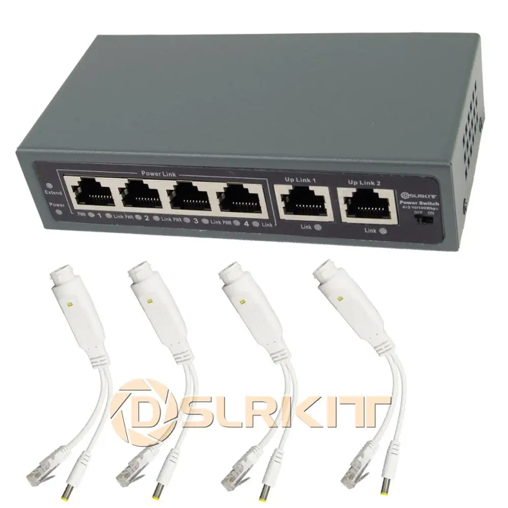 DSLRKIT 6 портов 4 PoE Kit (переключатель + разделитель) 18V 55V до 12V DC понижающий