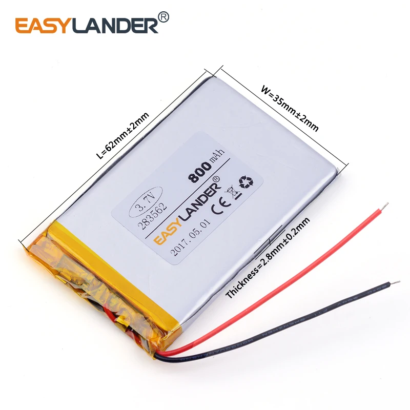 3.7v lithium ion rechargeable battery 283562 800mAh for the solar energy super thin | Электроника