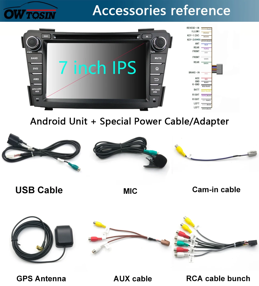 7"IPS 1024*600 Octa Core 4GB RAM+64GB ROM Android 9.0 Car DVD Player For Hyundai I40 2011 2012 2013 DSP Radio