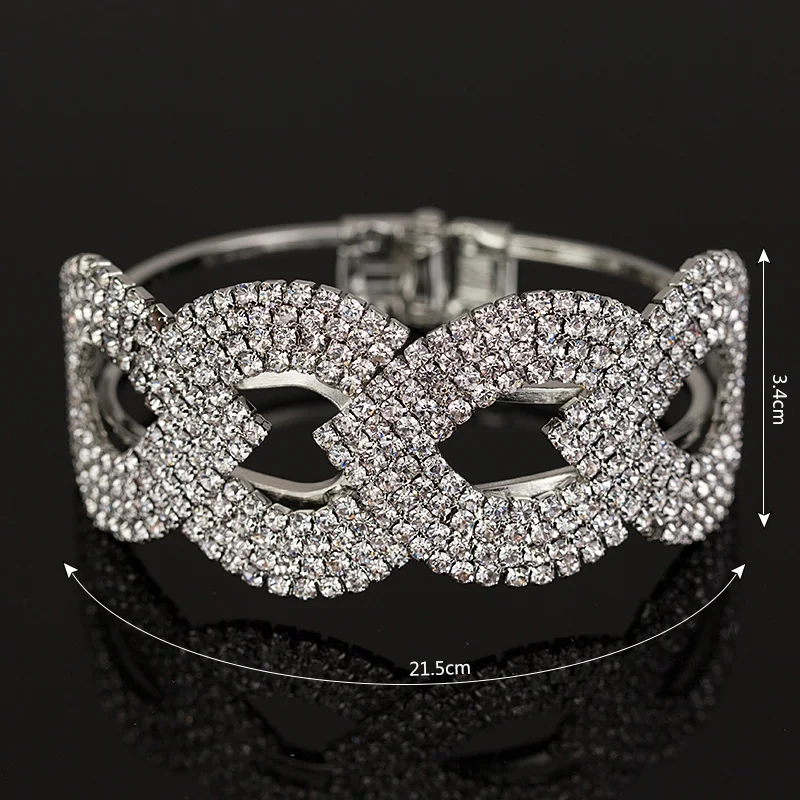 2017 Роскошные хрустальные браслеты для женщин Серебристые и свадебные ювелирные