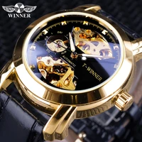 winner classic royal retro design golden skeleton mens wristwatch top brand luxury mechanical automatic watches luminous hands