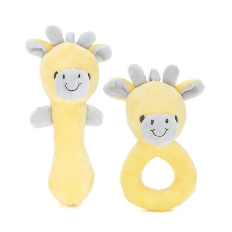giraffe 2pcs set Muslinlife детские погремушки-мобильные телефоны милые детские игрушки Мультяшные животные ручной Колокольчик погремушка мягкий малыш Oyuncak плюшевые Bebe игрушки 0-12 месяцев - Цвет: giraffe 2pcs set
