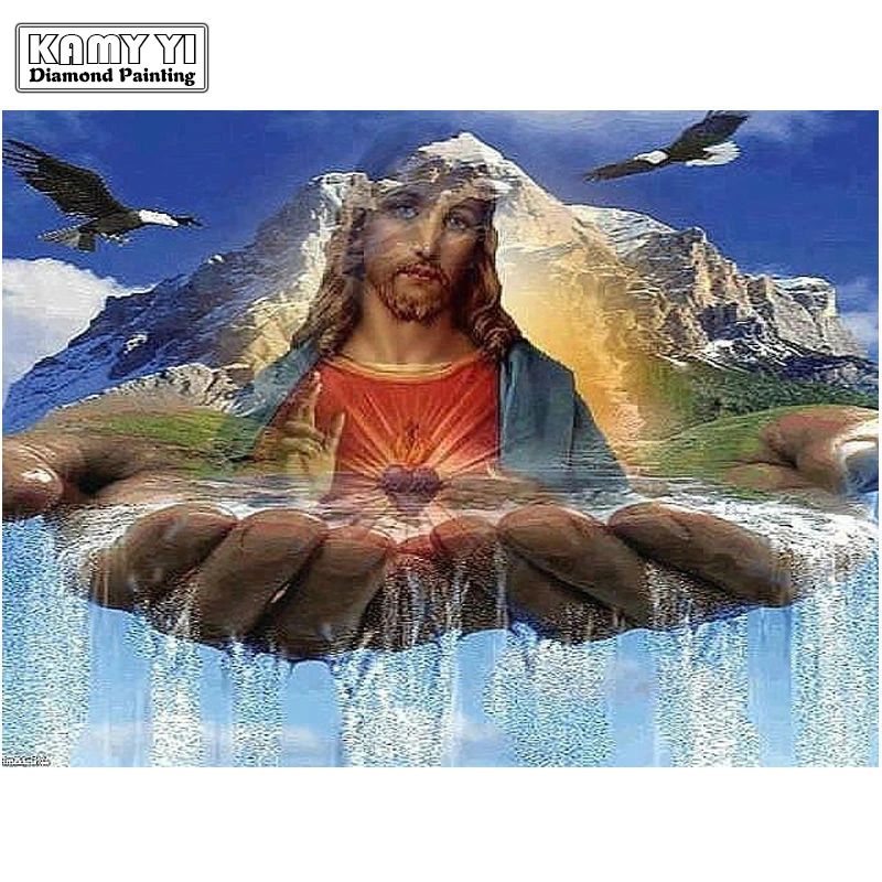 Алмазная вышивка сделай сам с Иисусом пейзаж алмазная живопись крестиком
