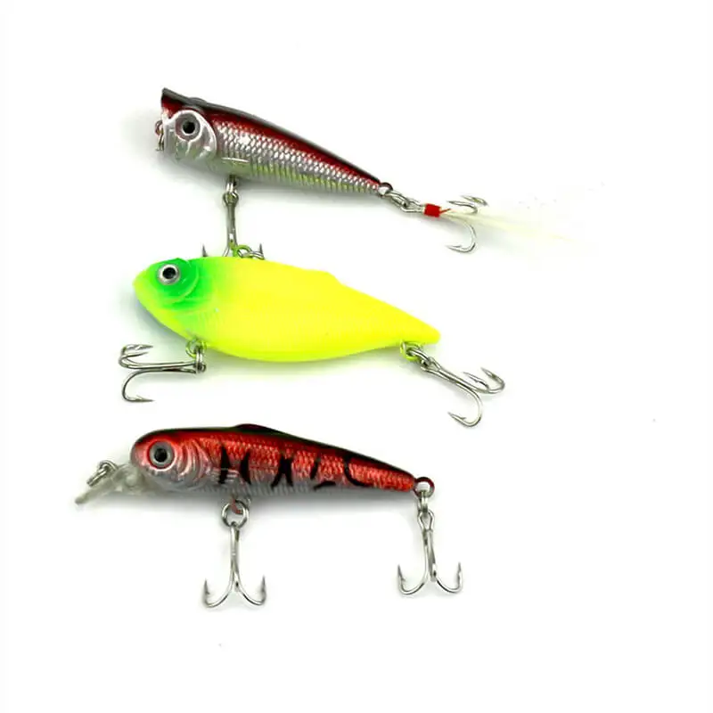 

3pcs Assorted Minnow VIB Minnow Fishing Lures New Fisher Crank Baits Swimbait Plastic Artificial Bionic Fish Tackle Treble Hook