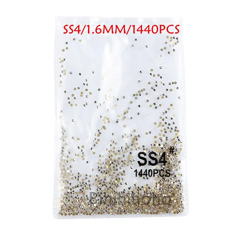 SS3-SS8 1440 шт. с плоской задней поверхностью для маникюра кристаллы, стразы для дизайна ногтей, 3d-украшения для ногтей DIY Стекло драгоценные камни AB прозрачные украшения