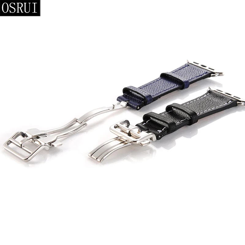 Ремешок для apple watch band 42 мм 38 correa iwatch 44 40 4 3 2 раскладной кожаный браслет с пряжкой