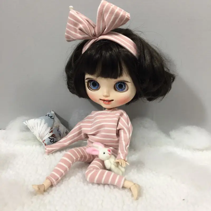 2 шт./компл. Blyth Doll's Clothes полосатый пижамный комплект топ + штаны для рубашки Barbi
