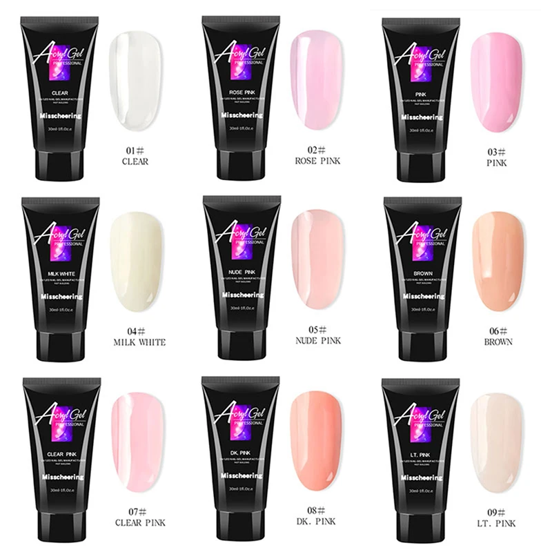 30ML Acrylic Extension Gel Quick Building Polish Set Tips Clear Pink Nude LED UV Builder Varnish Camouflage Nail Art | Красота и