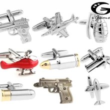 Gemelos de diseño para hombre, diseño de bala de color dorado, novedad, diseño de pistola, 007 War Army Series, envío gratis