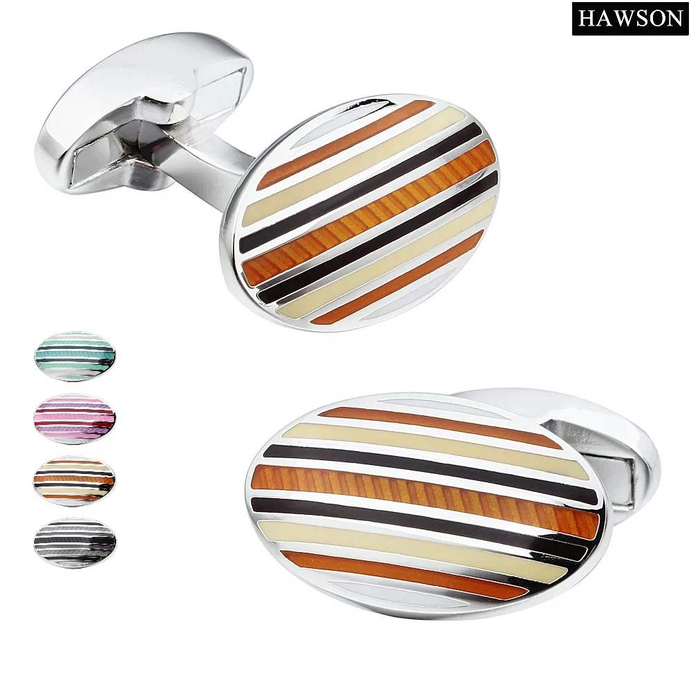 

HAWSON Brand Fashion Jewelry 4 Colors Options Oval Green Cuff links for Men Suit French Shirt Quality Cufflinks for Party