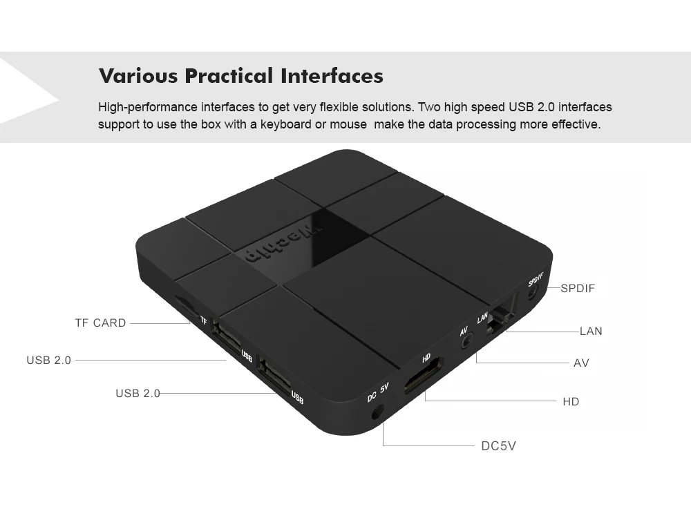 Wechip V8 новейший Amlogic S905W Android BOX 2G/16G Android 7.1.2 tv BOX четырехъядерный 2,4G беспроводной wifi телеприставка pk X96 mini