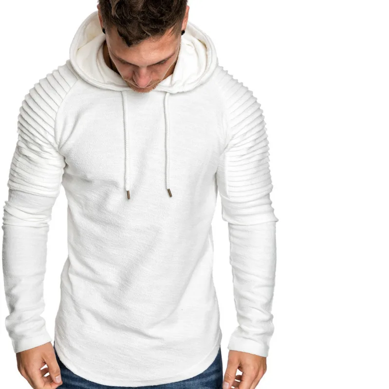 

Nice Men Slim Solid Color Hooded Long-Sleeve, Stripe Frill Ruffled Sleeve With Cap,Fashionable Tops Jacket