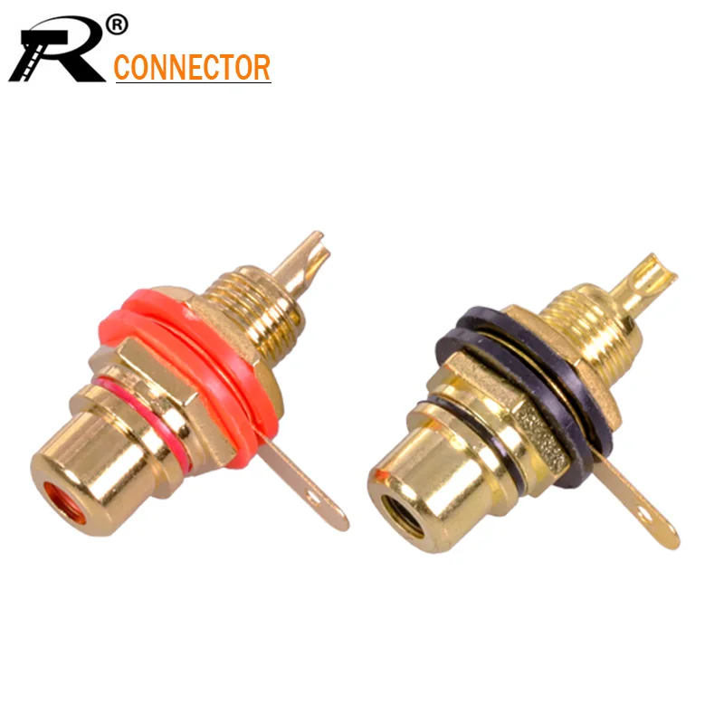 2 шт Роскошные Позолоченный разъем RCA для Панель Крепление Шасси аудио разъем перегородки с гайкой под пайку