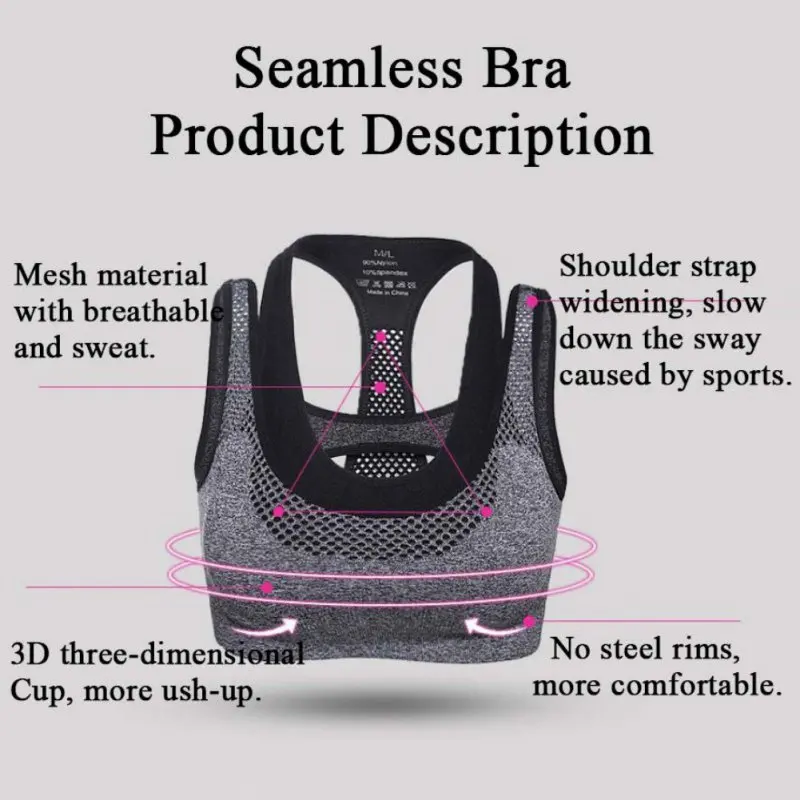 

Energy Women Fake 2 PCS Active Bras Adjustable Push Up Female Fitness Bras Racerback Removable Chest Pad Underwear Tops